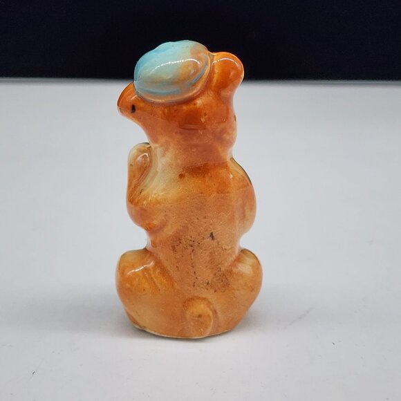 Vintage Ceramic Bandit Pug Figurine With Blue Hat In Japan 2.5" Tall - Picture 7 of 8